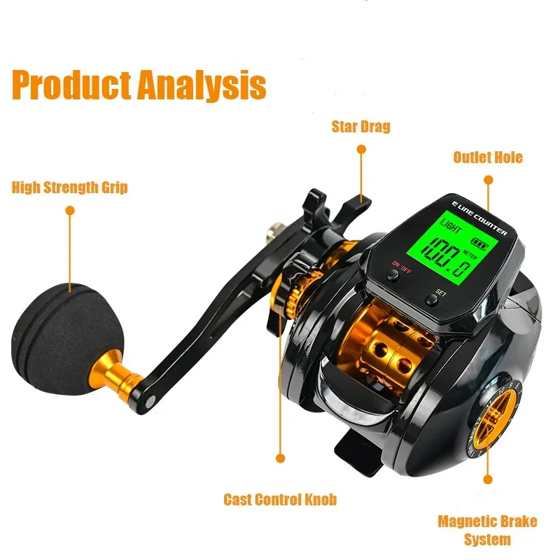 Fishing reel fishing waterproof large screen electronic water droplet wheel  Zhongyu alarm sea fishing boat  single handle reel