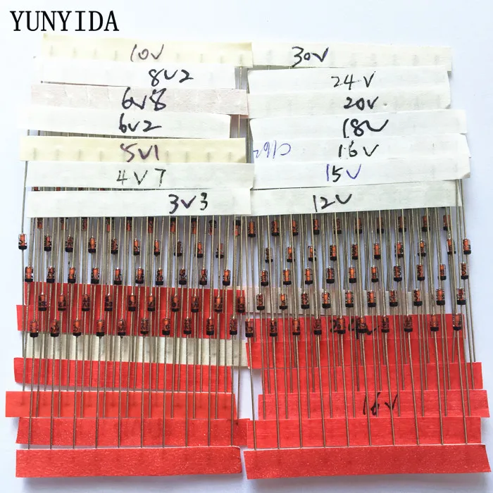 1/2w 0.5W Zener Diode 3.3-30V 14values*10pcs=140pcs  Assorted Assortment Set New electronic diy kit