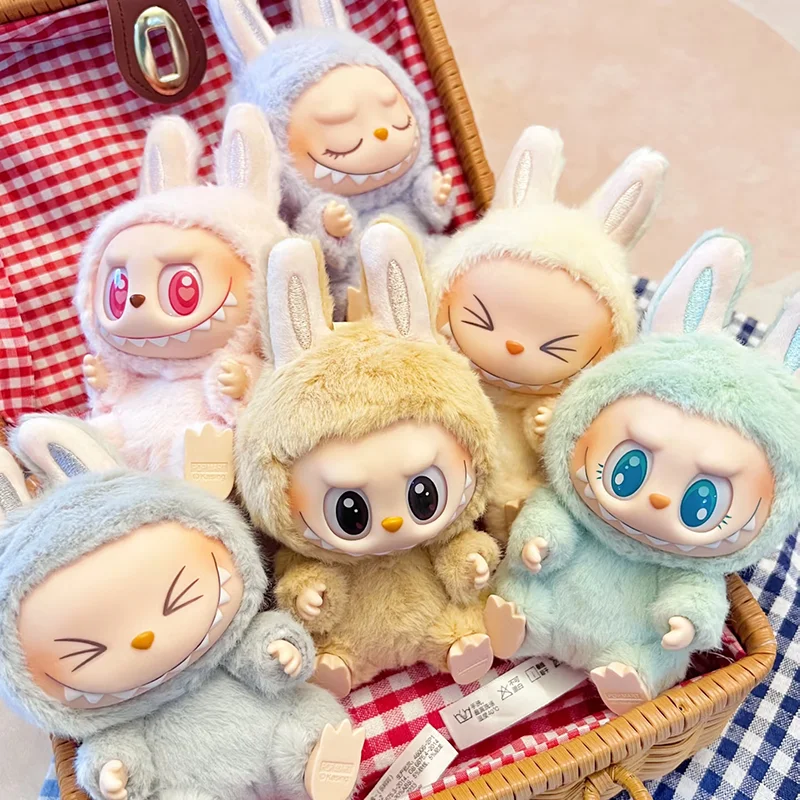 Genuíno os monstros labubu sentado festa macaron vinil rosto 2.0 série caixa cega brinquedos kawaii pingentes chaveiro presente das meninas