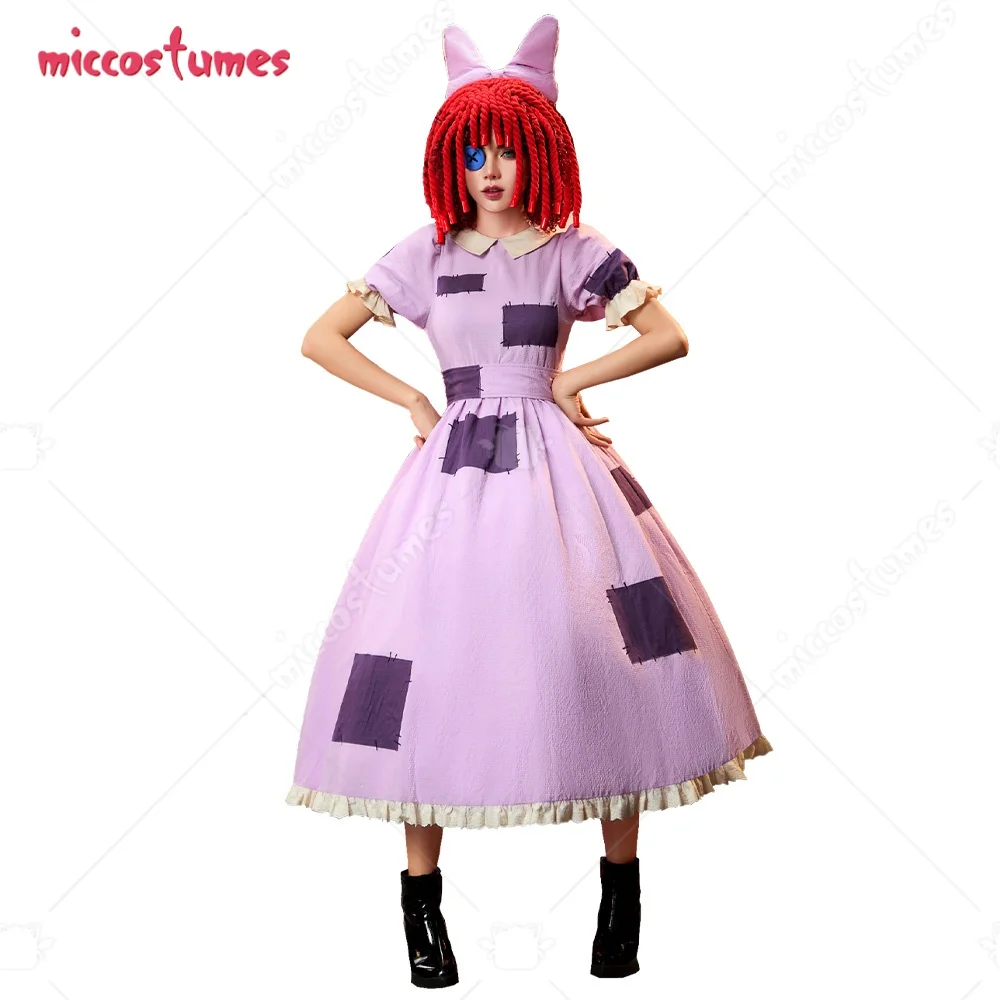 【Preventa】Disfraz de cosplay para mujer de Cosplay.fm TADC, vestido morado con parches de Ragatha, cinturón y accesorios para el cabello con trenzas