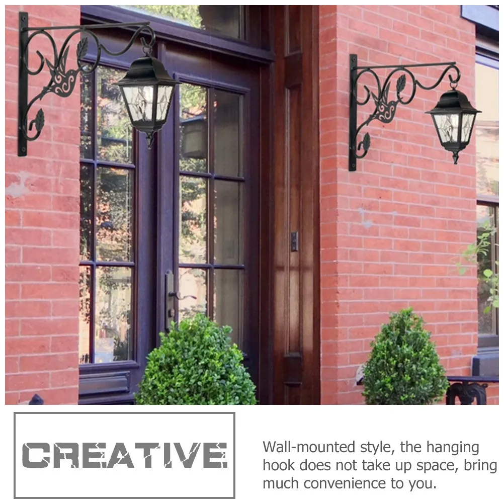 2Pcs Minimalist Iron Wall Bracket Hook for Hanging Planters Flower Pots Baskets Lanterns Wind Chimes Bird Feeders Garden Home view 3