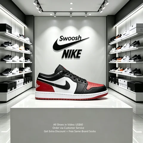 Nike Air Jordan 1 Low AJ1 Black Red Toe Unisex Casual Sneakers 553558-161
