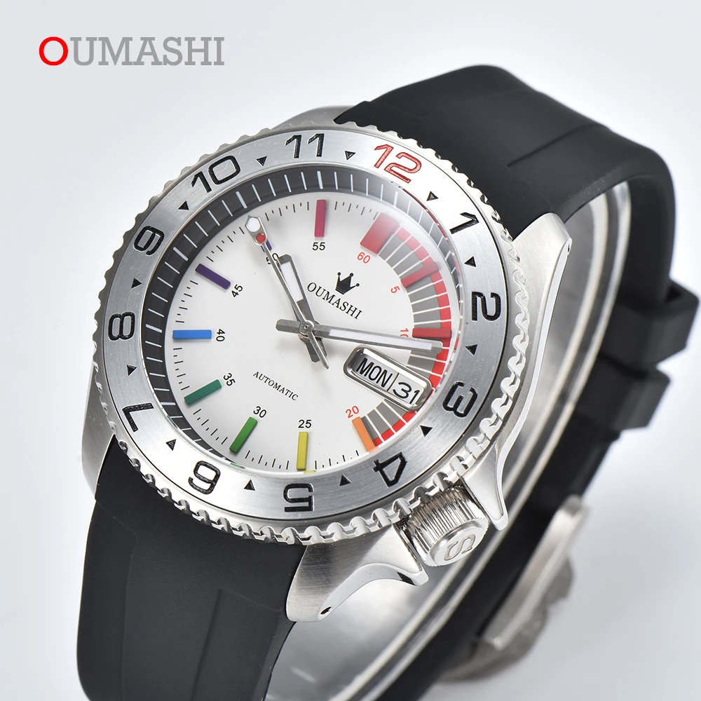 007 OUMASHI Men Watch New Men Luxury Automatic Mechanical NH36 Watch Movement Dual Calendar Stainless Steel Waterproof Watch