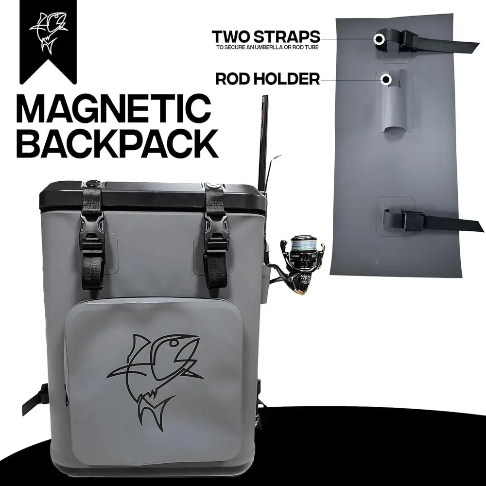 مبردات الظهر معزولة ومضادة للتسرب، حقيبة ظهر لصيد السمك مع مبرد خفيف الوزن، إغلاق مغناطيسي مقاوم للماء ومتين للتخييم #5