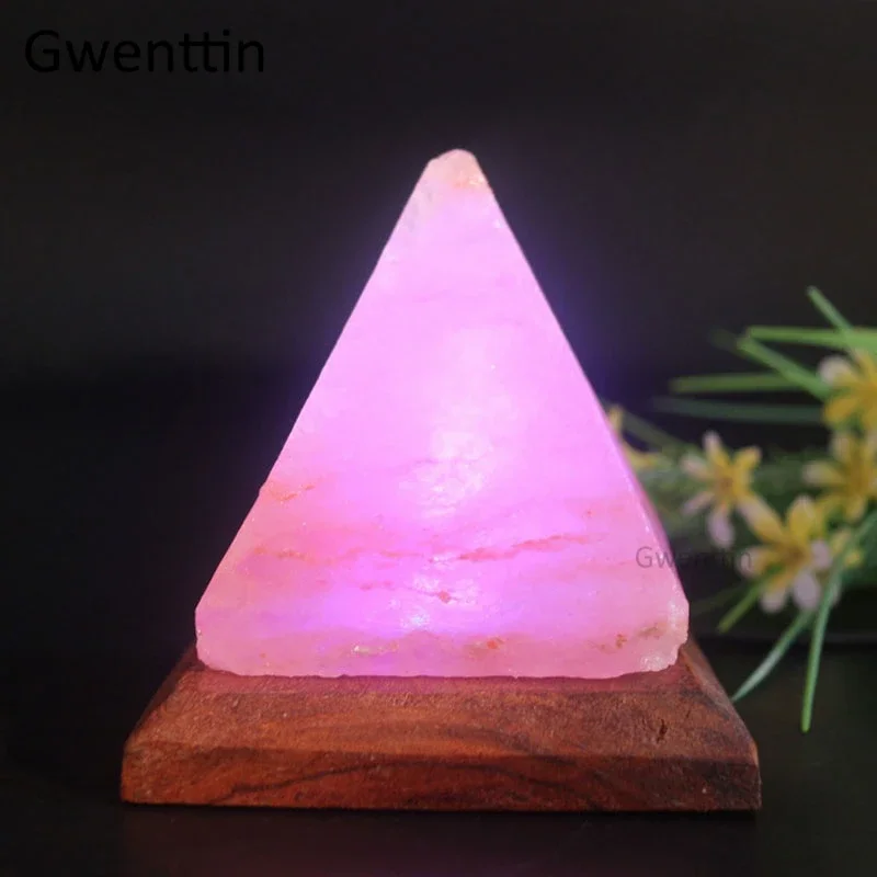 Imagem -04 - Himalayan Natural Crystal Usb Salt Lamp Triângulo Mão Esculpida Purificador Led Night Light Base de Madeira Quarto Lava Lamp