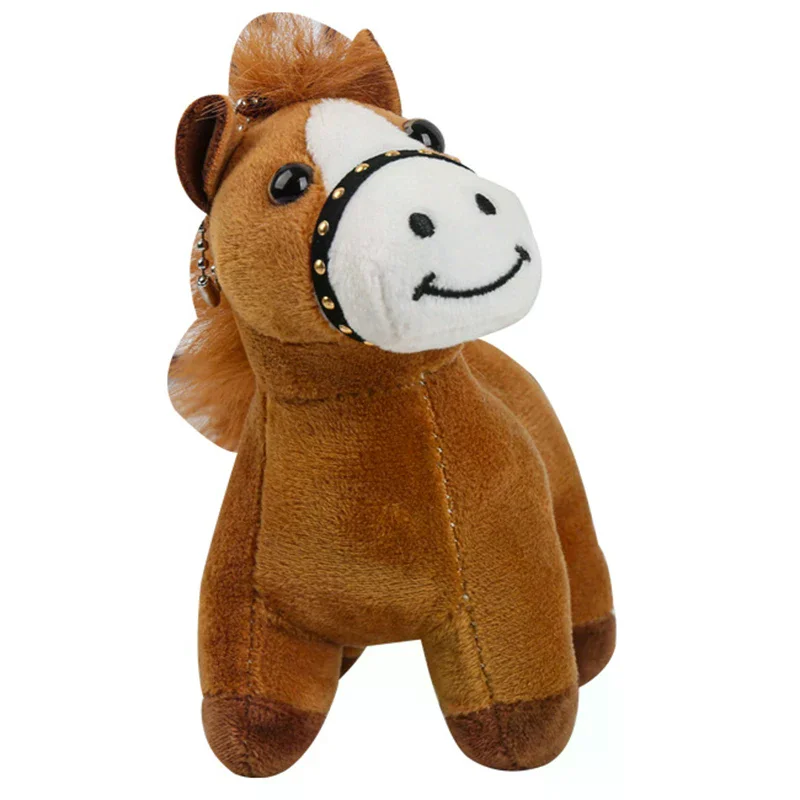 Horse Keychain Plush Bag Charm Cute Brown Pony Kawaii Gifts For Christmas New Year Accessories Stuffed Animal Pendant