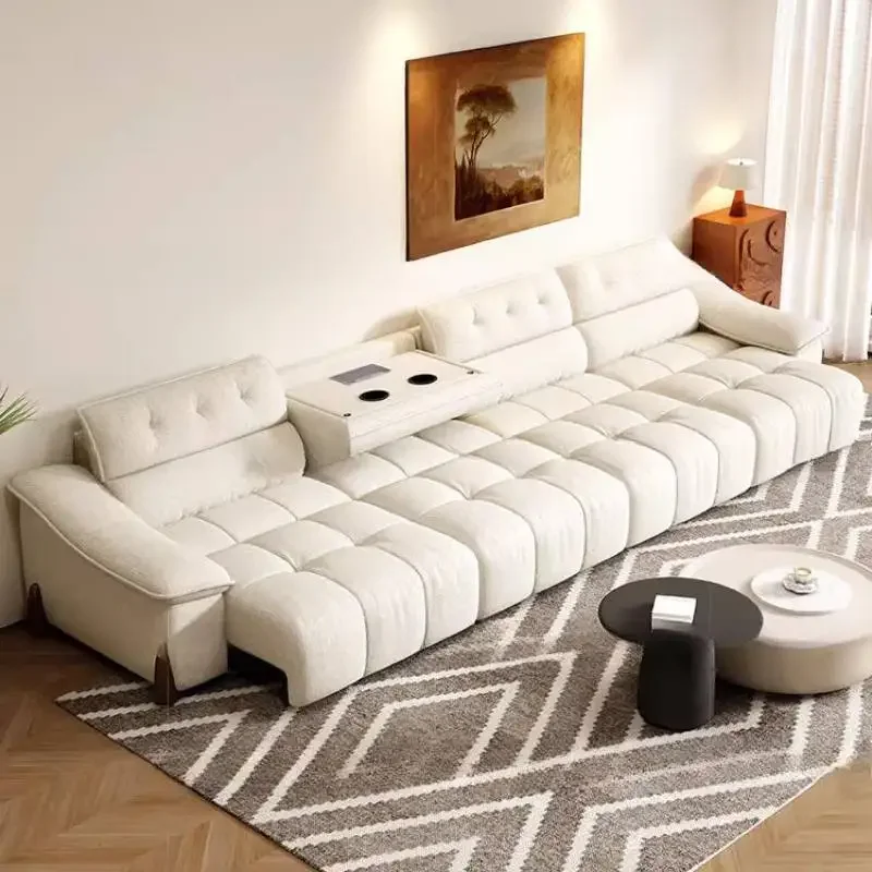 Minimalist Luxury Electric Sofas Lazy Armrest Smart Curved Living Room Sofas Modern White Quality Canape Lit Furniture For Home