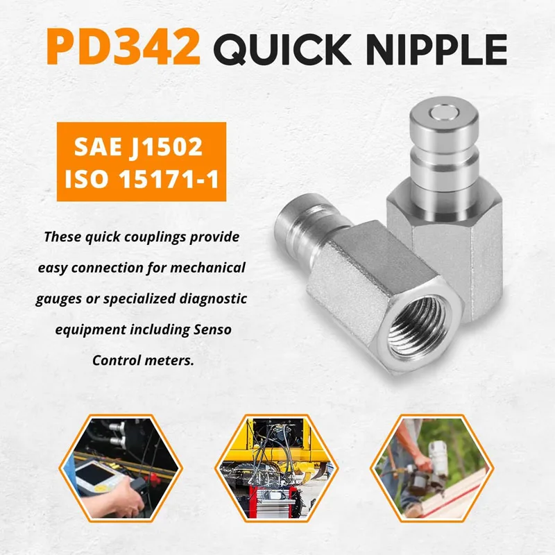 PD342 Test Port and Diagnostic Equipment Quick Nipple with Female Pipe Thread Fits for PD Series Couplers, 1/8