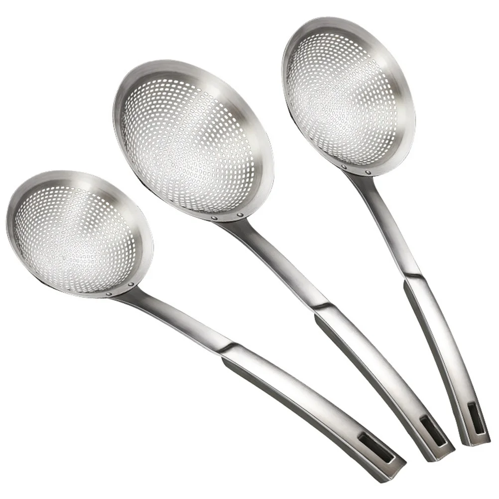 

Stainless Steel Scoop Slotted Spoon Food Serving Noodle Hot Pot Spoons High Temp Resistant Easy Clean Long H