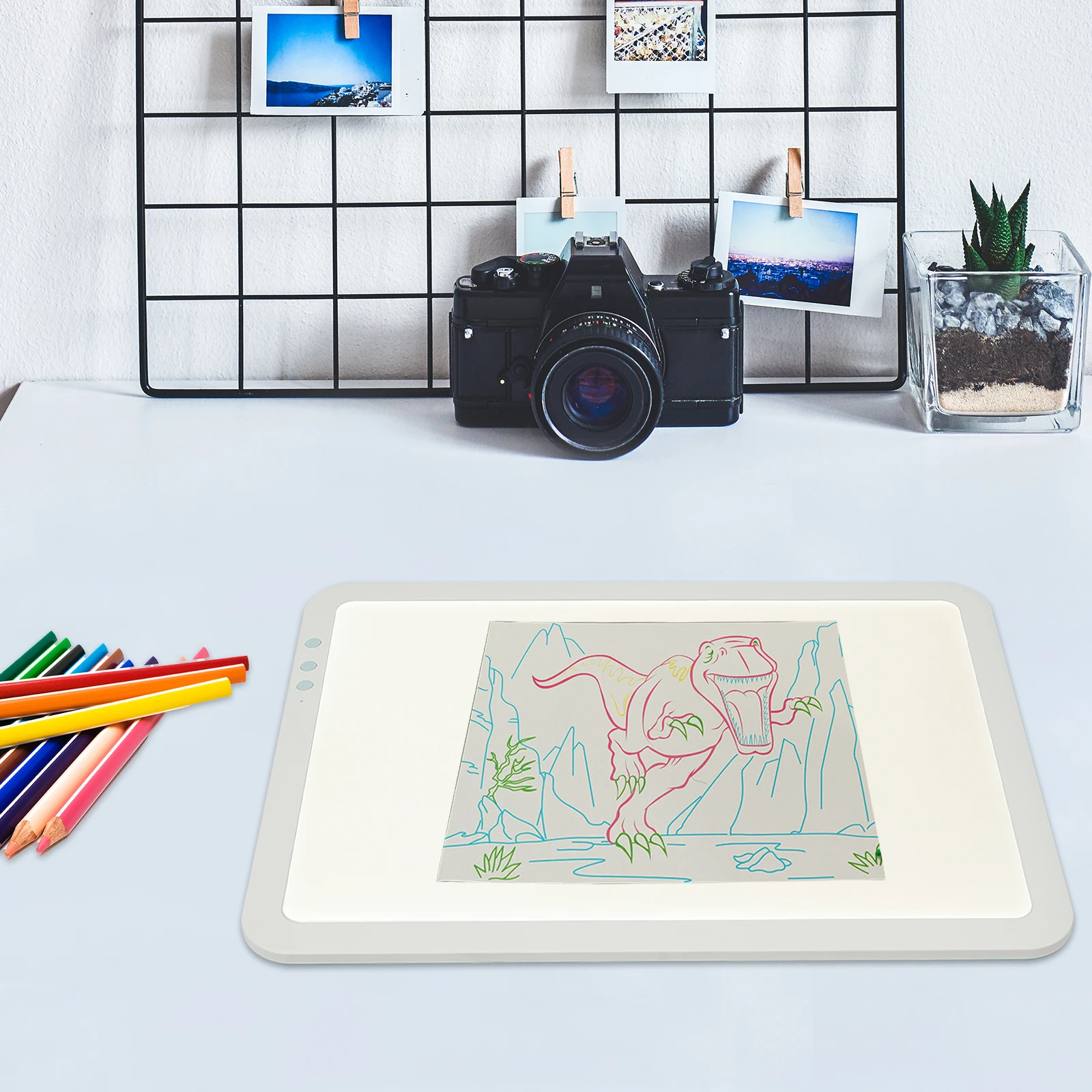 وسادة إضاءة LED مقاس A4/A3، لوحة تتبع قابلة لإعادة الشحن أخضر/أبيض، صندوق إضاءة رفيع للغاية للرسم الماسي، الرسوم المتحركة، الوشم 3 ألوان #4