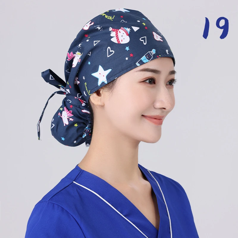 Unisex Adjustable Tie Back Scrub Hat, Beauty Salon Cap
