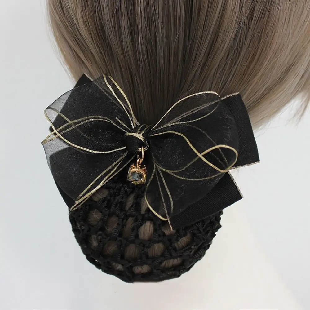 Gift Vintage Retro Cloth Elegant For Stewardess Nurse Women Headdress Hairnet Bow headwear Mesh Snood