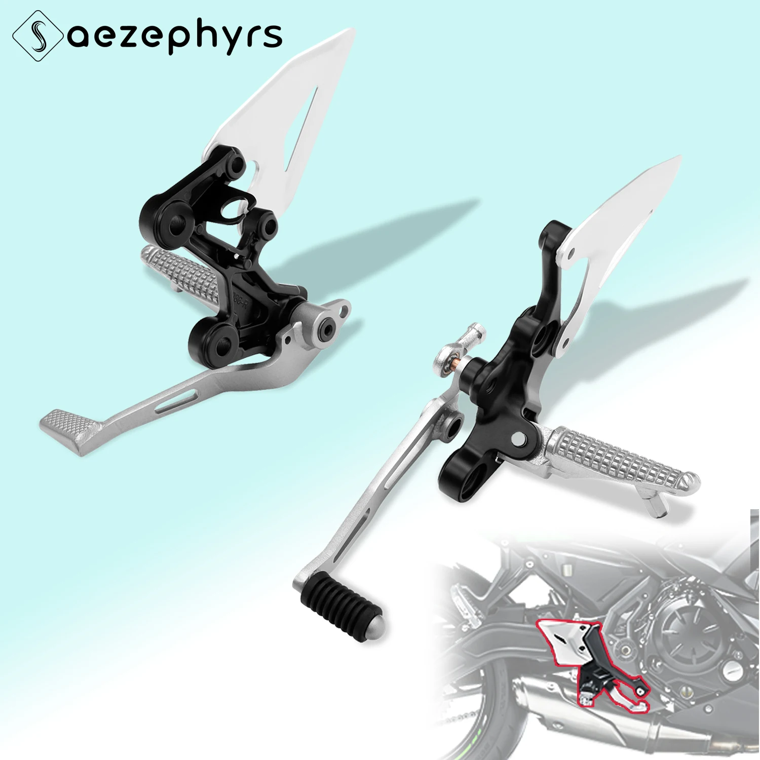 Motorcycle Front Driver Foot pegs Bracket Kit gear shift lever/brake pedal For Kawasaki Ninja 400 2018-2024 Z400 NINJA 500 Z500