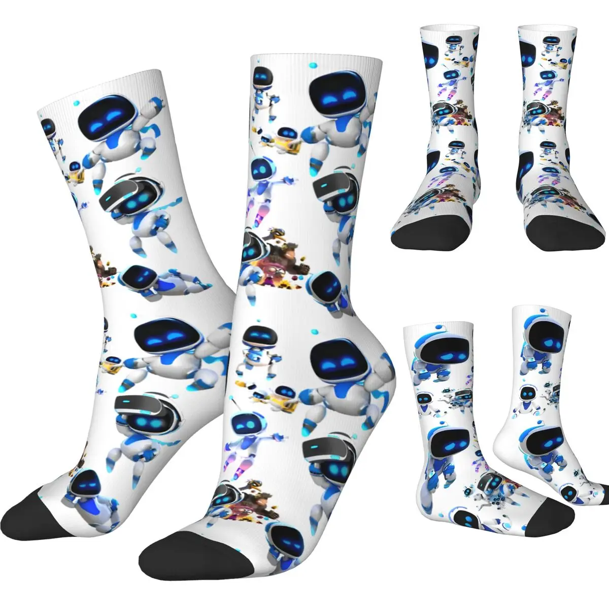 Colorful ASTRO BOT Soccer Socks Astrobot Gamer Robot Polyester Long Socks for Women Men Sweat Absorbing