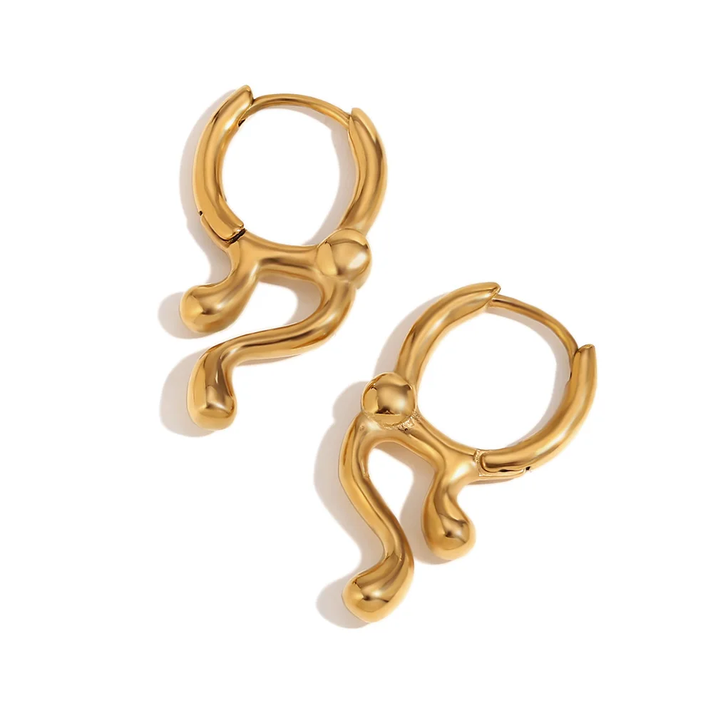 MamacitaSlay Unique Gold Silver Color Flowing Liquid Hoop Earrings For Womens Simple Design New In Earrings 2024 Trend Jewelry