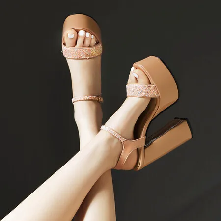 

Big size Oversize Large size sandals for women and ladies Thick soled thick heeled sandals increase height for banquet weddings