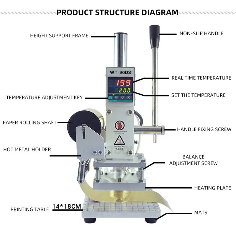 220V Manual Hot Foil Stamping Guide Bronzing Machine Heat Press Machine For PVC Skin And Paper Card Stamping