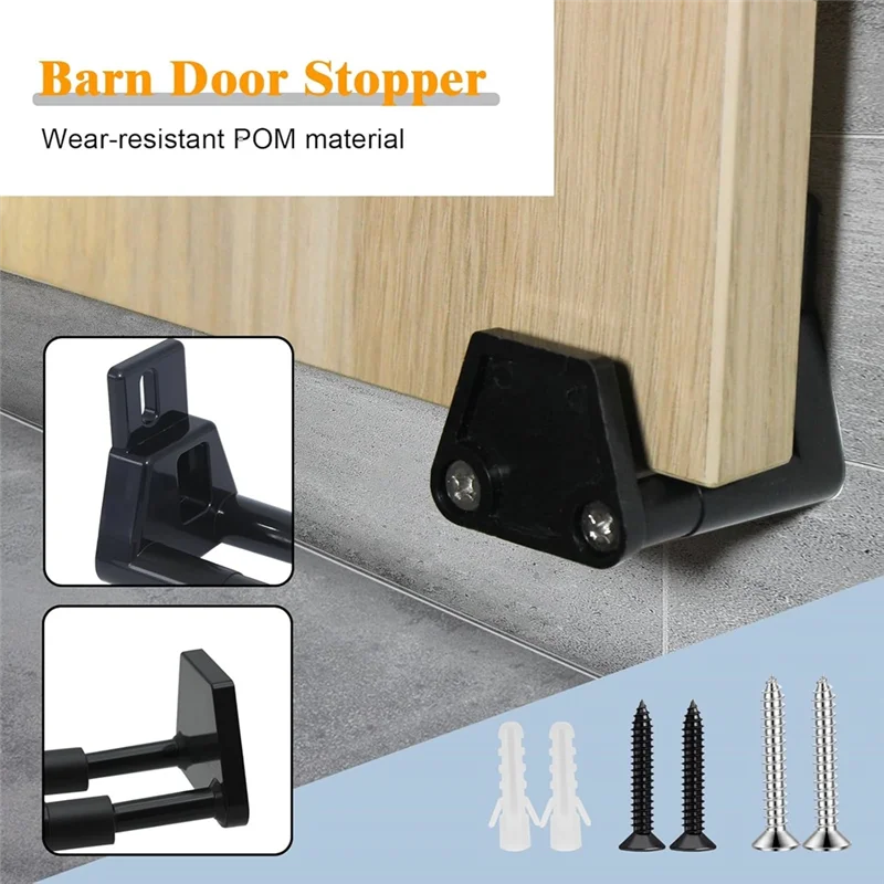 Guía de piso para puerta corredera A93E-RV con tornillos, guía de puerta corredera de montaje en pared ajustable, guía de puerta estilo granero, paquete de 2
