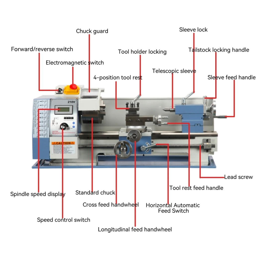 WM210V High‑precision Mini Metal Lathe, Multi‑function Micro Instrument Lathe for Hobby Metal Cutting
