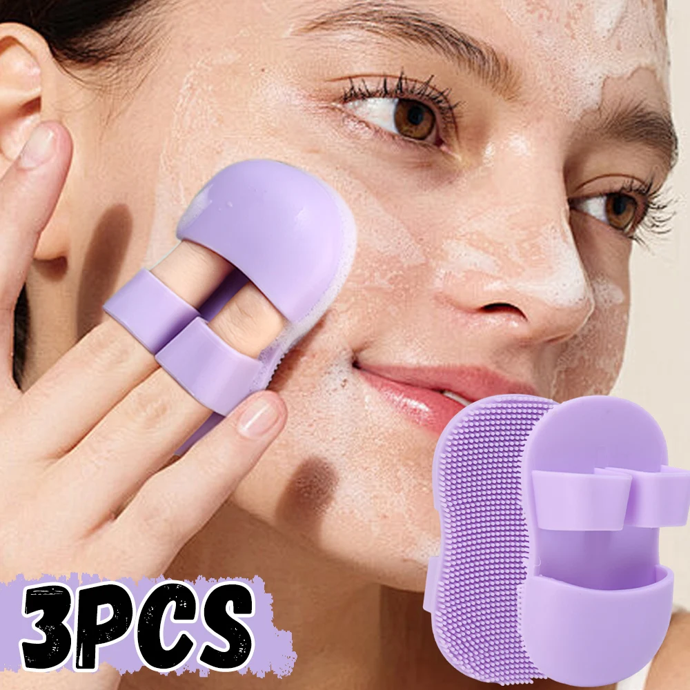 3pcs Silicone Cleaning Brush Soft Facial Deep Clean Massage Makeup Remover Face Wash Brushes Skin Care Scrub Cleanser Tools