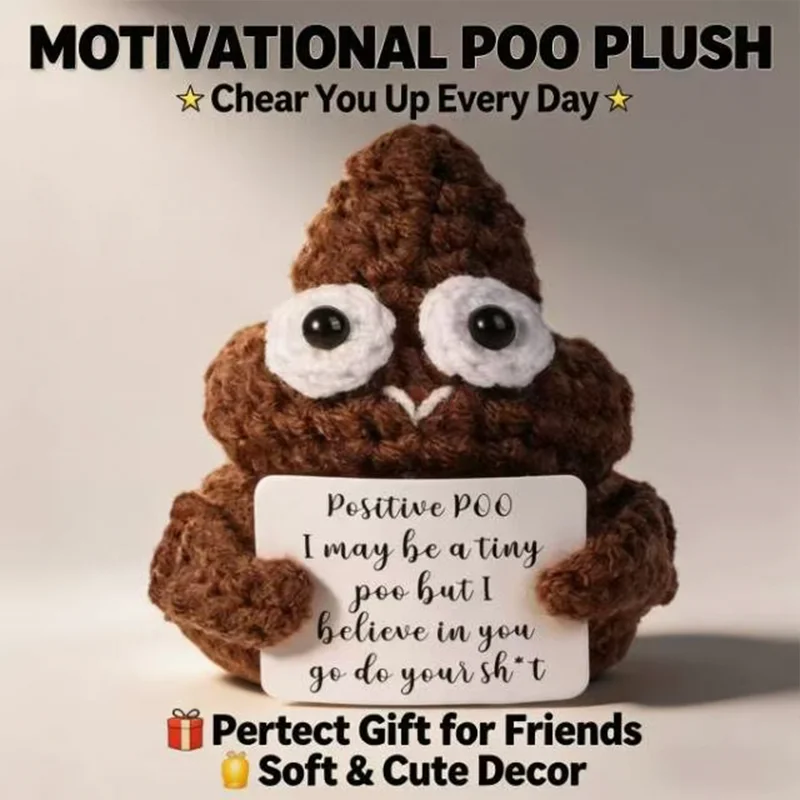 Cute Positive Poop Doll, Handmade Home Office Decor Ornament, Crochet Knitting Gift, Party Supplies
