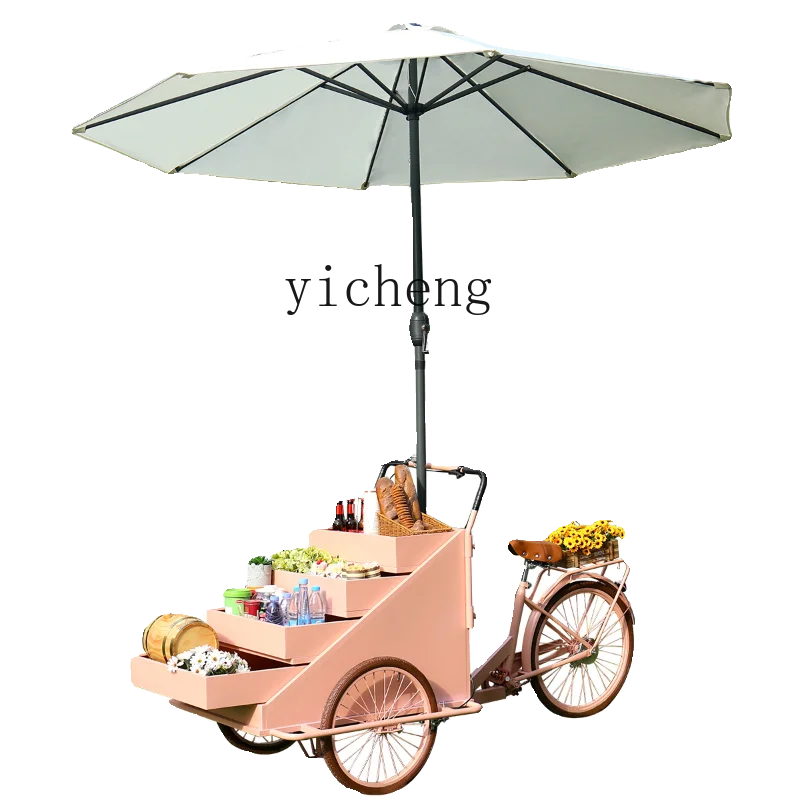 TQH outdoor truck mobile promotion display stand wrought iron flower car night market snack street stall car