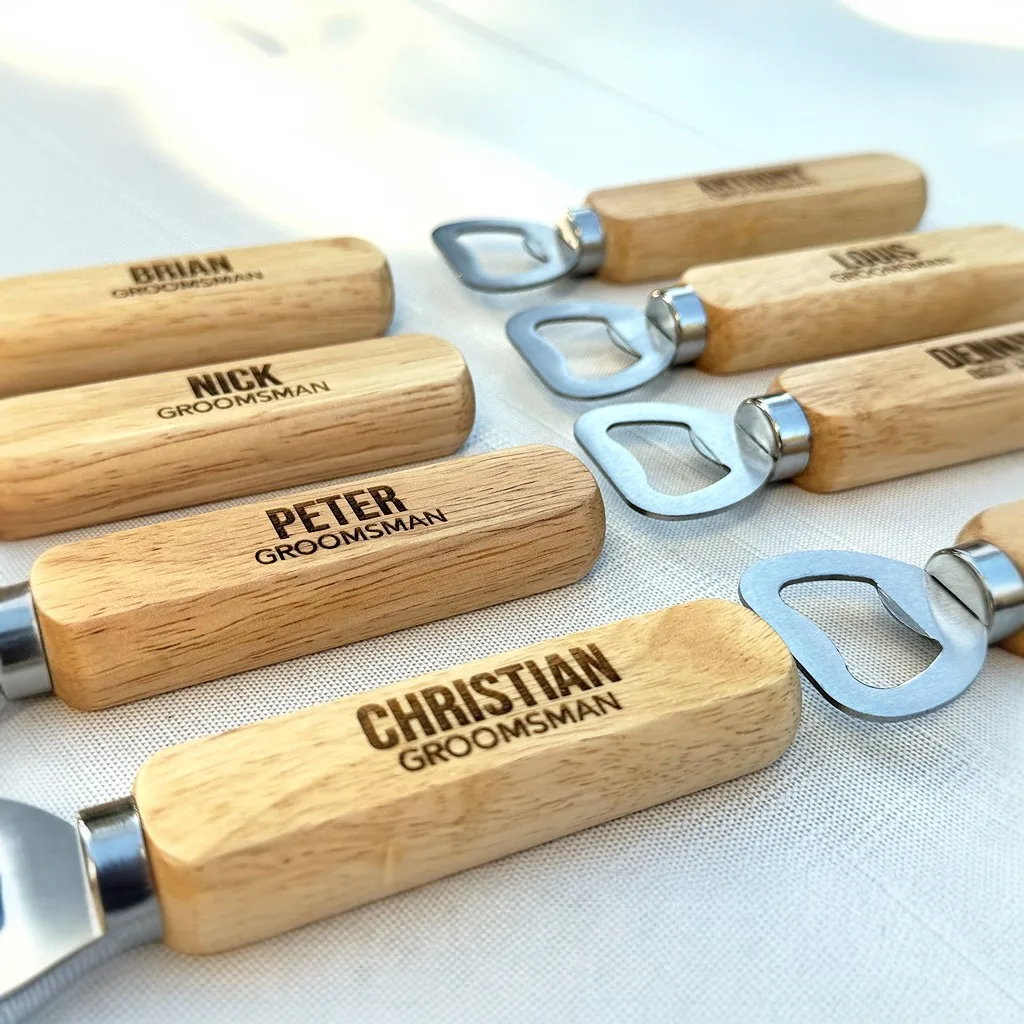 Personalised Bottle Opener Your Text Here 1 Wooden Bottle Opener Laser Engraved UK Fathers Day, Birthday Christmas Gift For Him