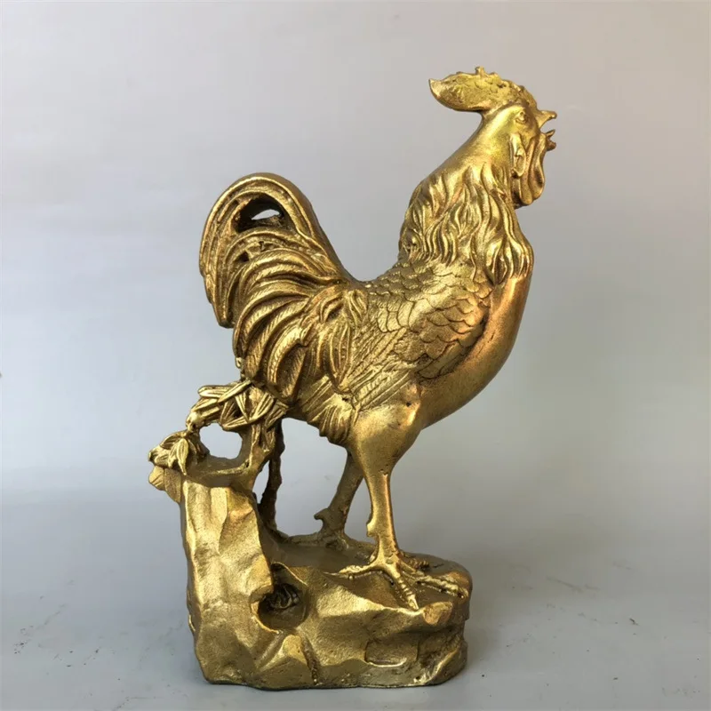 Large Brass Ornament, Golden , Zodiac Rooster, Ingot Chicken, Home Living Room Decorative Craft