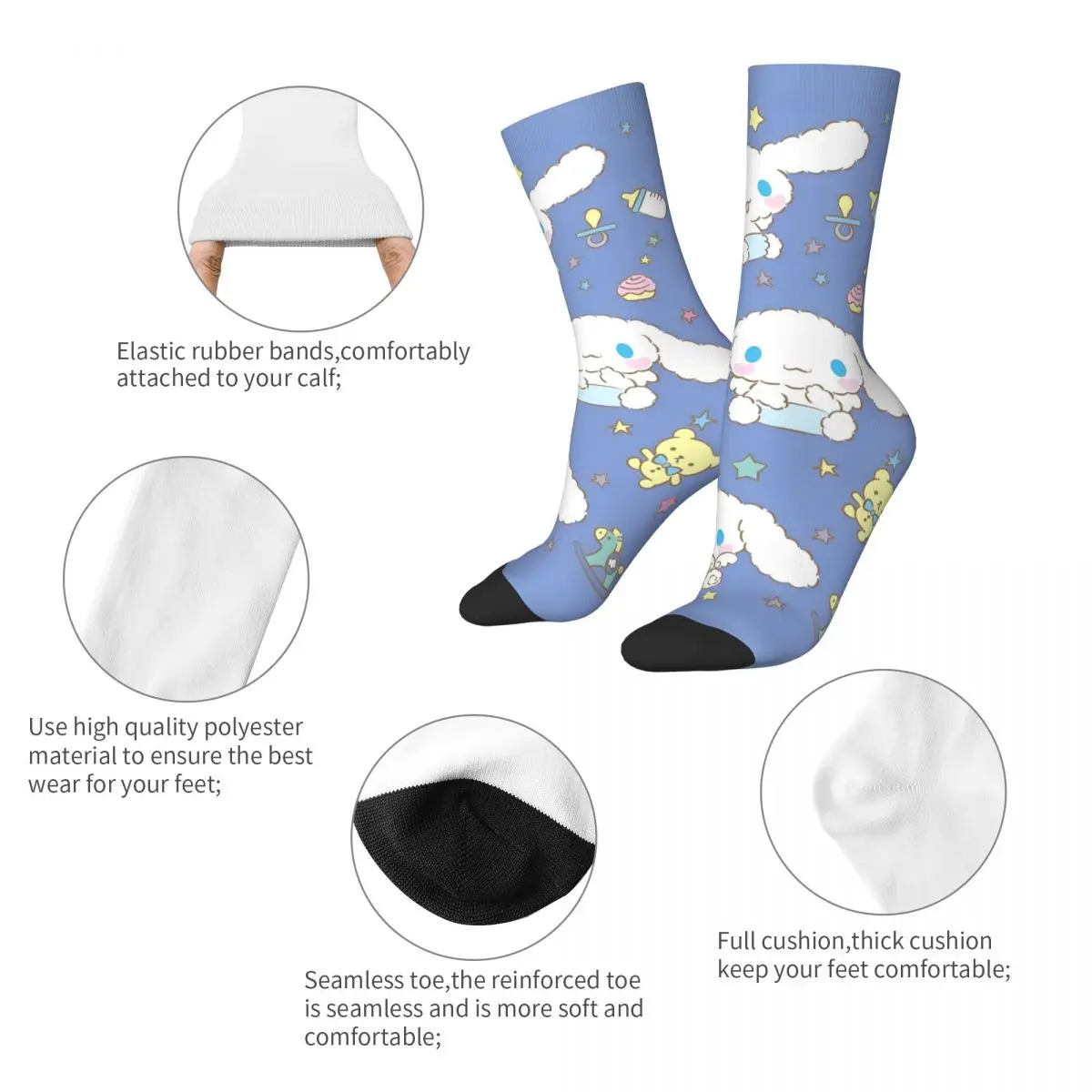 Winter Warm Harajuku Men's Women's Cartoon Cinnamoroll Socks Cute Dogs Sweat Absorbing Crew Socks