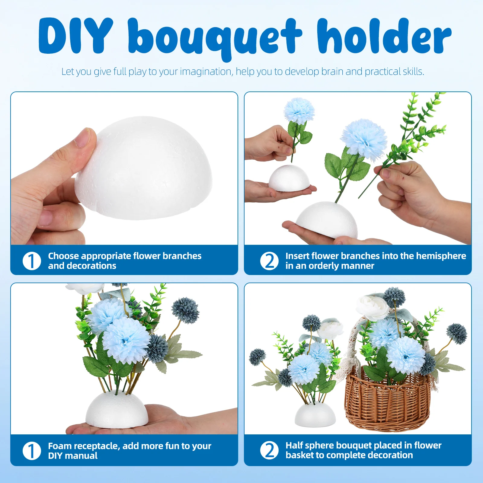 20 قطعة أصحاب باقة رغوة نصف الكرة لترتيب الزهور Craft بها بنفسك الحرفية حفل زفاف لوازم الأزهار رغوة الكرة المواد الحرفية #3