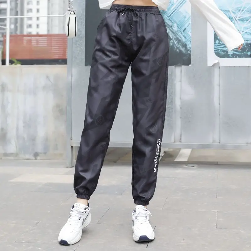 Streetwear Women Camouflage Sports Pants Spring Autumn Korean Elastic High Waist Lace Up Loose Fashion Casual Harlan Trousers