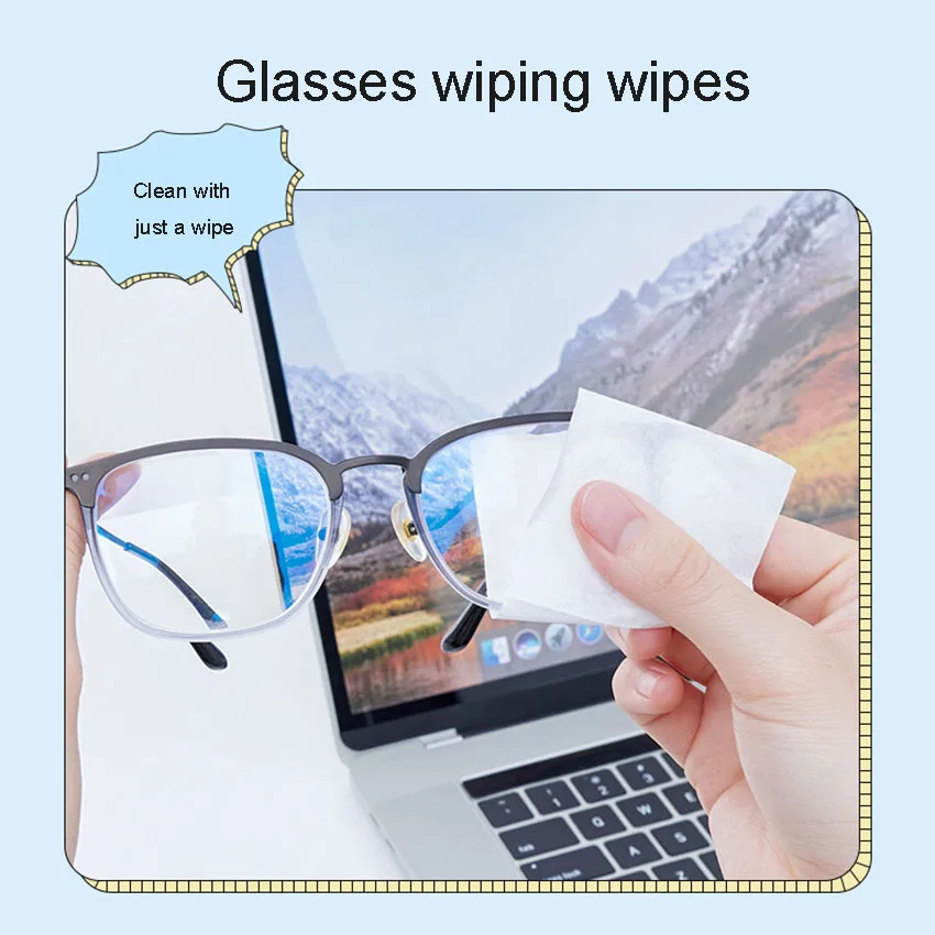 Lens Wiping Pads Disposable 200 Pieces/Box 6x10cm Lenses Glasses Disinfection Wipes Independent Packaging