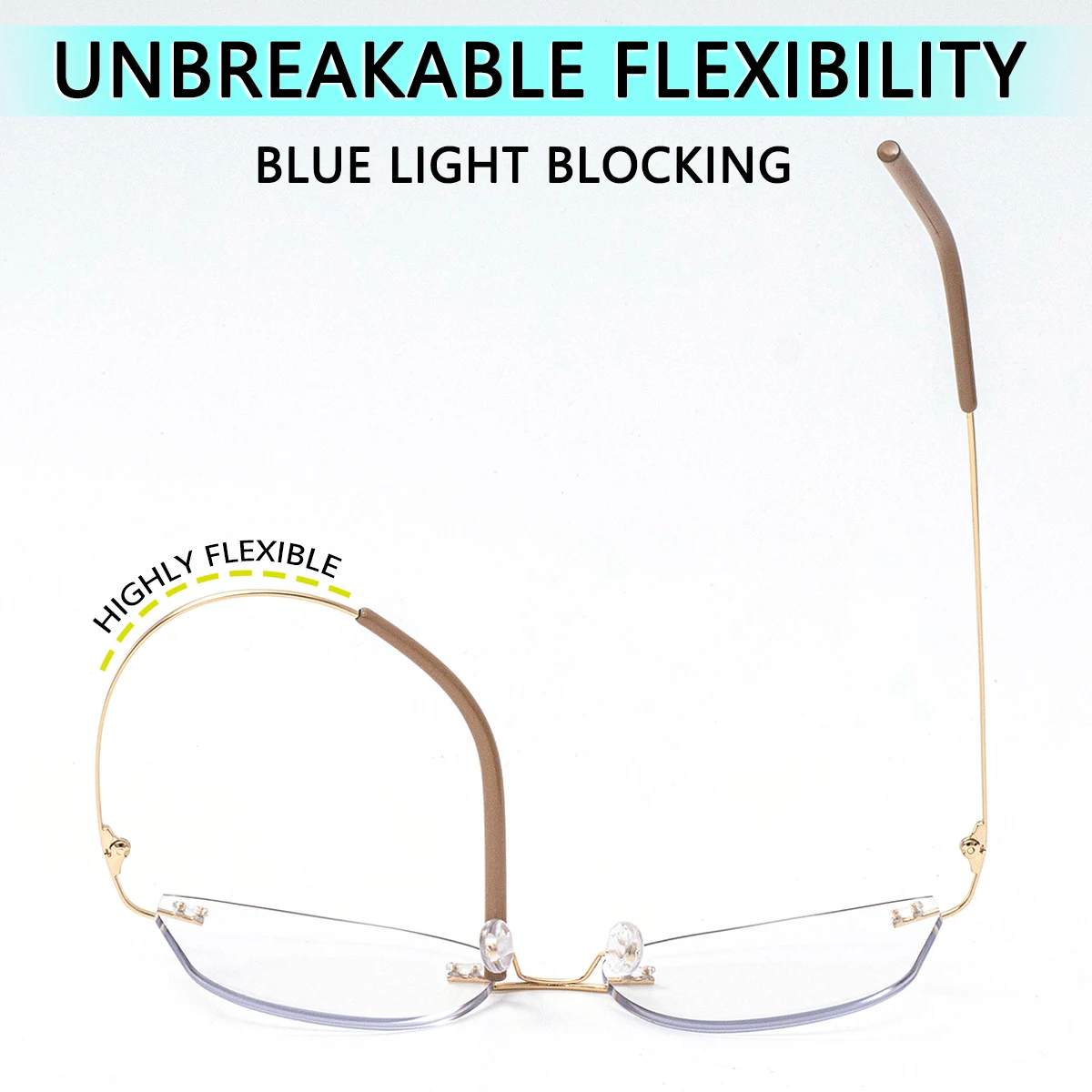 Photochrome, progressive multifokale Lesebrille, Cat-Eye rahmenlos, komfortabel und leicht. – Detail 6