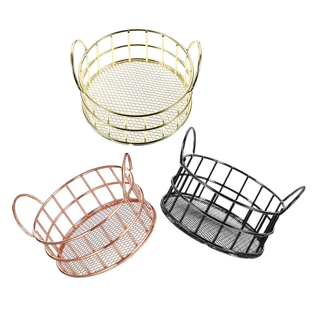 

3 Pcs Desktop Storage Basket Office Wire Baskets Iron Mini Countertop Organizer