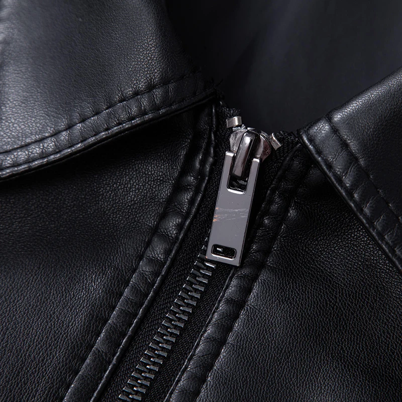 TRAF Ropa de abrigo de cuero elegante para hombre Corte ajustado Cremallera duradera Cuero de alta calidad Perfecto para elevar su apariencia cómoda