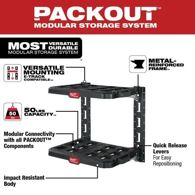 Milwaukee PACKOUT Racking Shelf Impact Resistance Subject Bearing Storage Spare Parts Goods Shelves MILWAUKEE TOOL 48-22-8481