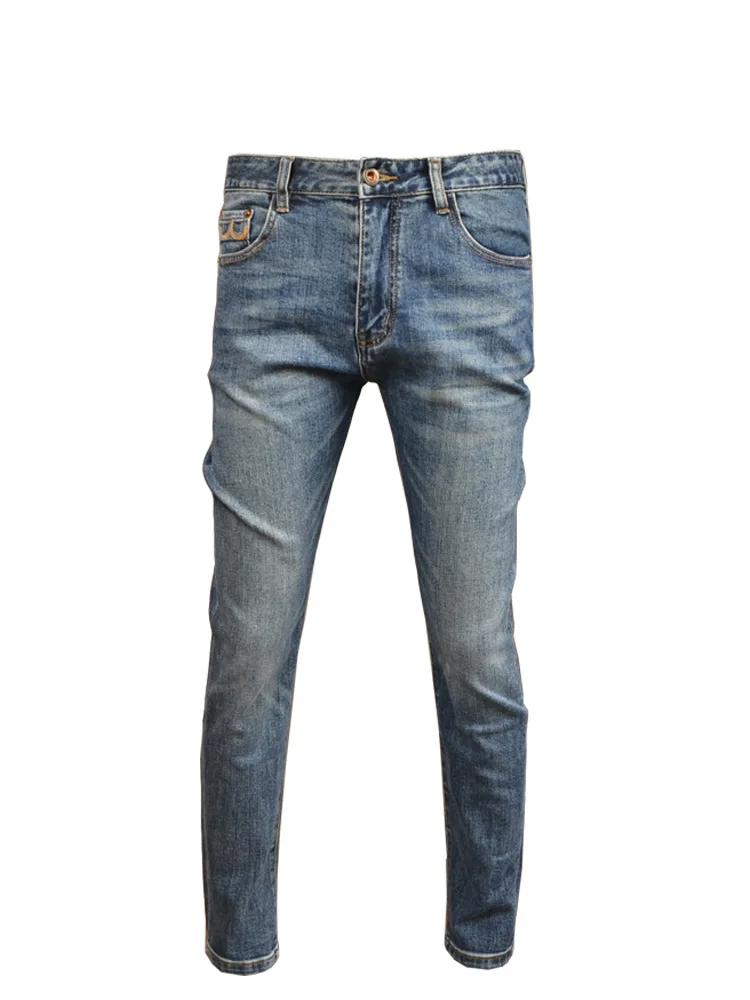 High-End Jeans Men's Classic Simple Slim Fit Skinny Stretch Retro Embroidered Fashion Wash Blue Trousers