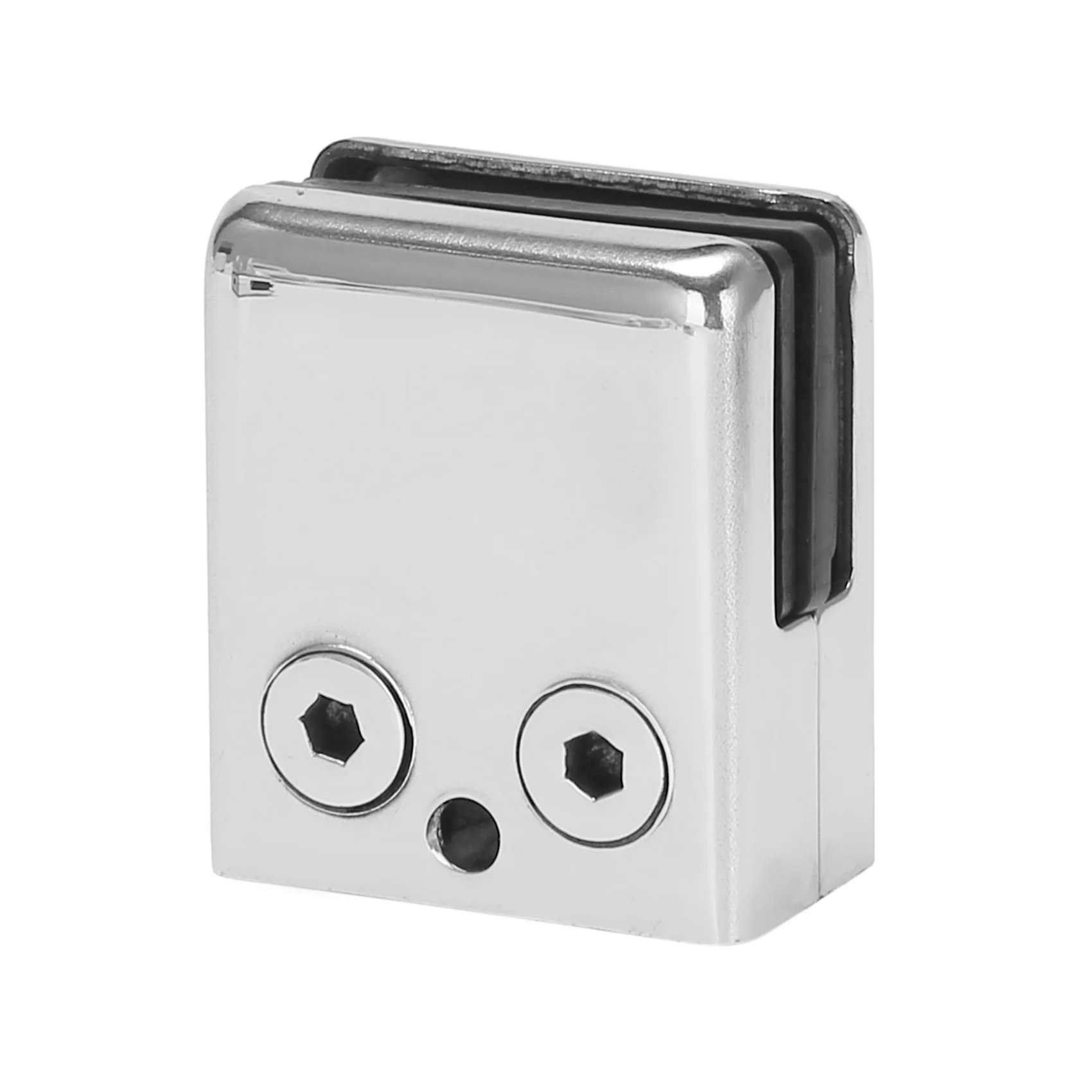 AT63 16Pcs 304 Stainless Steel Glass Clamp 8-10mm Adjustable Glass Bracket Flat Back for Balustrade Staircase