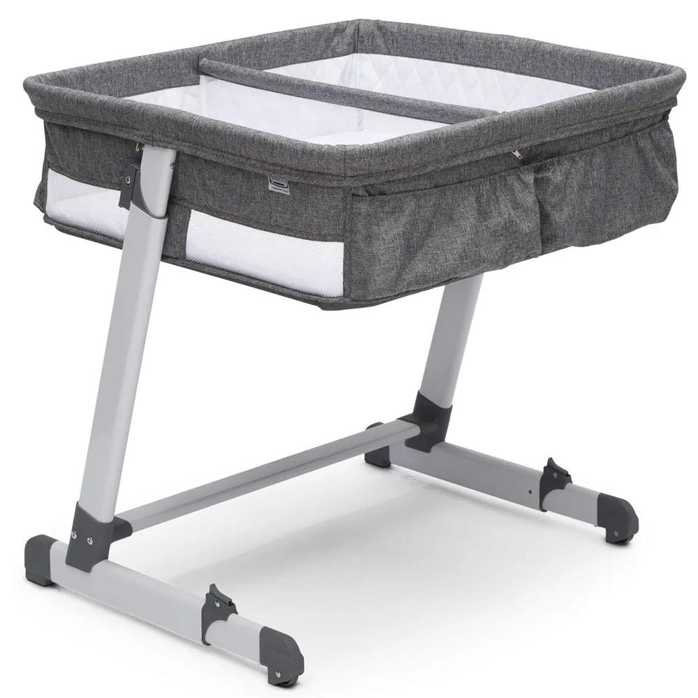 

Simmons Kids By The Bed City Sleeper Bassinet for Twins - Adjustable Height Portable Crib with Wheels