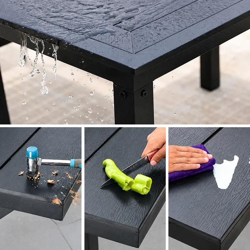 Outdoor Patio Furniture Set with Umbrella Villa Courtyard Tea Table and Chairs Rooftop Leisure Dining Set for Garden Terrace