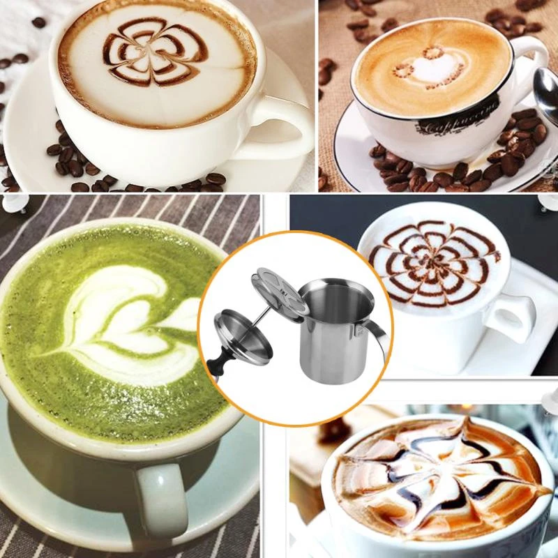 Manual Milk Frother 400/800ml Milk Creamer Stainless Steel Coffee Milk Frother for Cofffee Milk Jugs Egg Beater Kitchen Tools