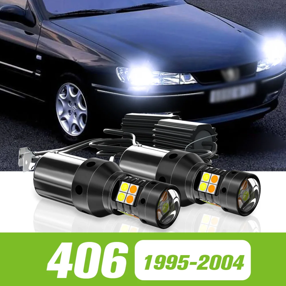 

2pcs For Peugeot 406 1995-2004 Dual Mode LED Turn Signal+Daytime Running Light DRL 1998 1999 2000 2001 2002 2003 Accessories