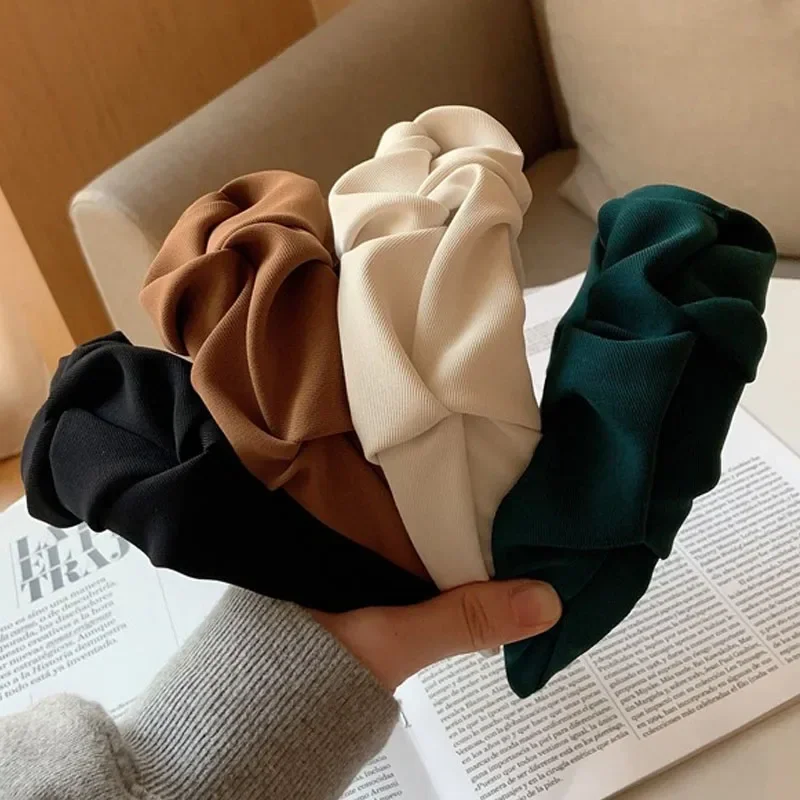 2023 New Fashion Women Girls Hair Accessories Wide Side Classic Hairband Solid Color Casual Headband Adult Headdress