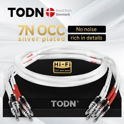 TODN Одна пара HIFI посеребренный акустический кабель Высококачественный акустический провод 7N OCC для систем Hi-Fi Y Plug Banana Plug Акустический кабель