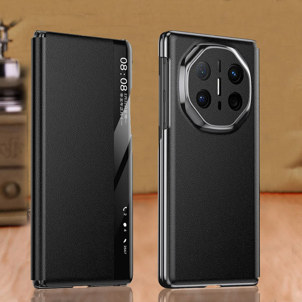 

Genuine Leather Case For Huawei Mate X3 X5 X6 Case Intelligent & Magnetic Window View Protector For MateX3 MateX5 MateX6 Cover