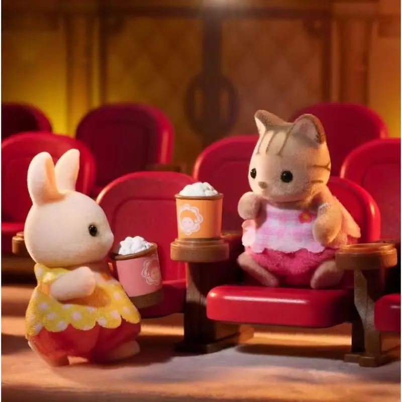 New Arrival Sylvanian Families Anime Limited Edition Cinema Popcorn Set Figure Flocking Doll Desktop Toy Collect Decoration Gift