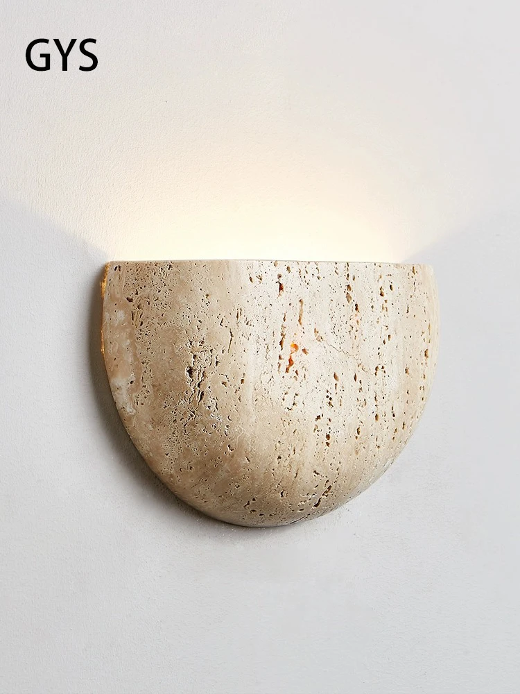 Imagem -02 - Lâmpada de Parede Led para Quarto Luz de Cabeceira Estilo Medieval Retro Yellow Cave Stone Iluminação Natural Decoração de Casa Iluminação Interior