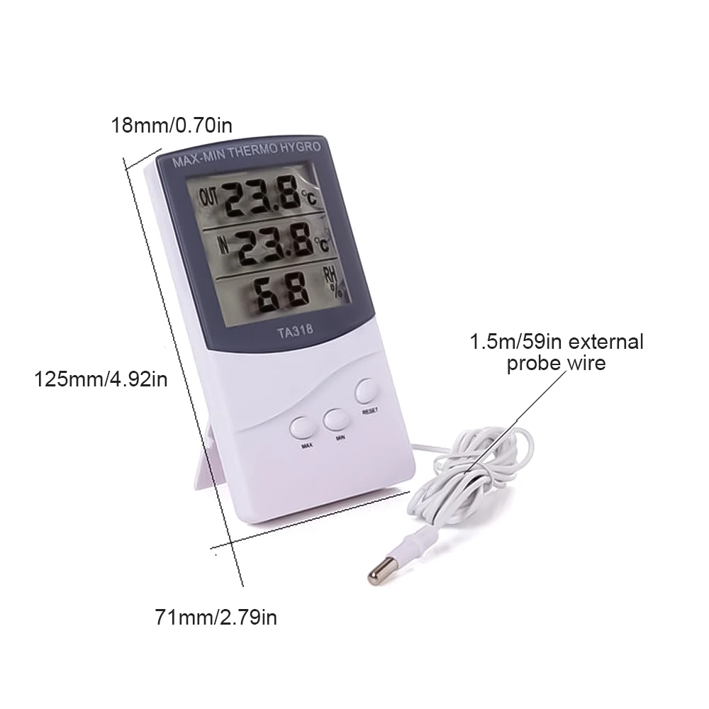 diymore Indoor Outdoor Thermometer Wireless Digital Hygrometer Temperature Gauge with Time Temperature Humidity Sensor