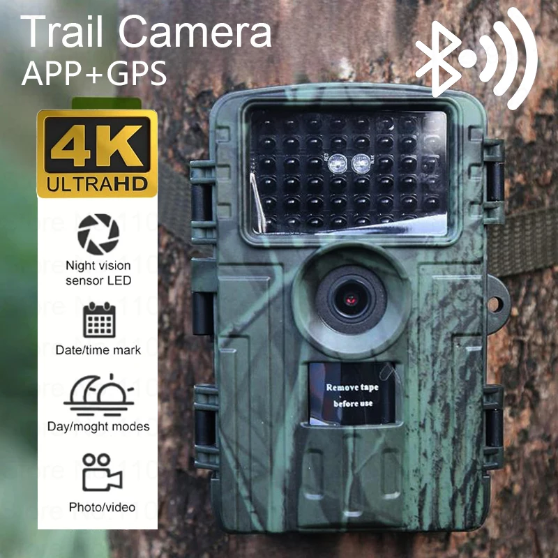 كاميرات درب 60MP 4K بلوتوث APP GPS مع 940nm الأشعة تحت الحمراء للرؤية الليلية البرية في الهواء الطلق كاميرا الصيد مراقبة الحياة البرية PR5000