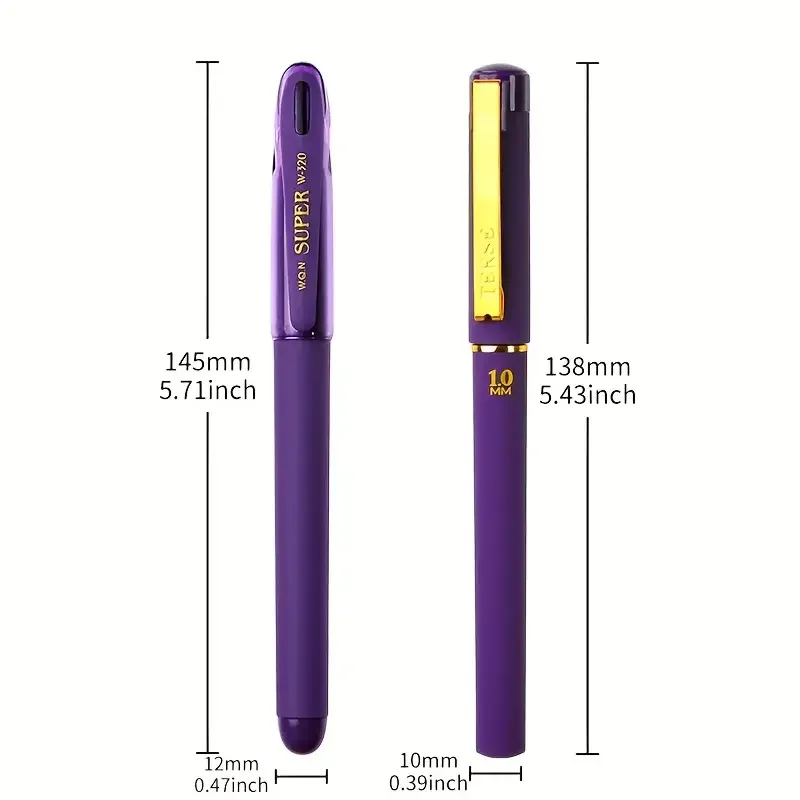 3pcs Purple Ink Gel Pens,, 1.0mm,for Writing, Large Capacity Refill, Office Supplies Back To Sochool